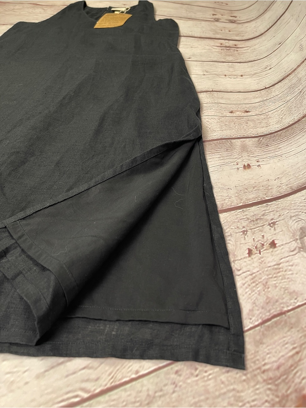 REISTOR The Hemp Noir v-neck midi slit black sleeveless lined dress NEW, size S - Picture 7 of 12